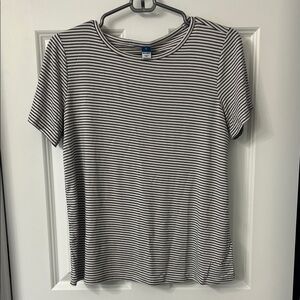 Old Navy Navy and White Striped Short Sleeve Tee